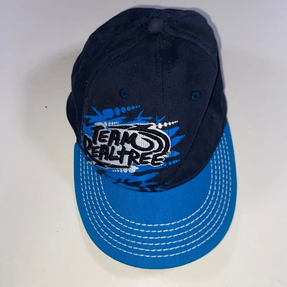 Team Realtree Youth Stretch Fit Baseball Cap Navy Blue Graphic Hat Embroidery